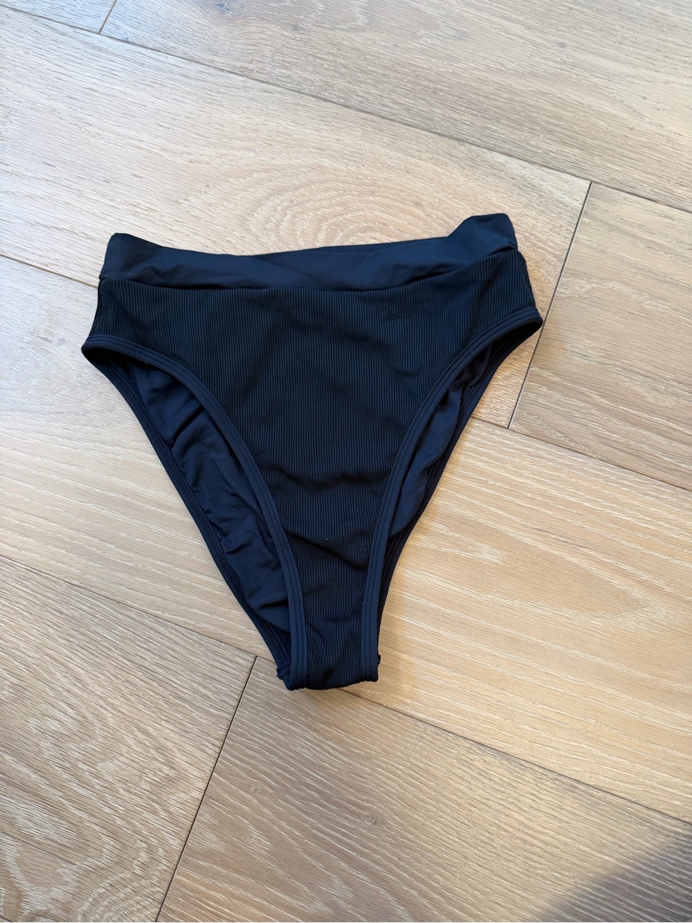 l*space Ribbed High-Waist Bikini Bottom - Black